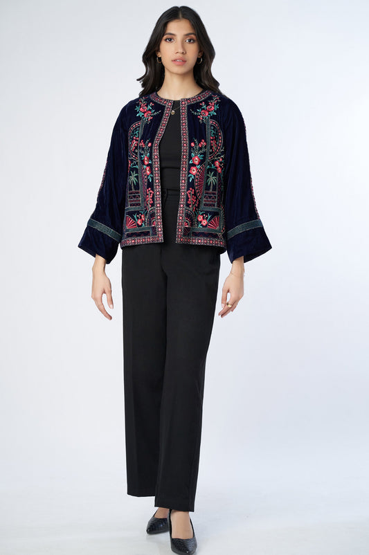 Stitched 1 Piece Embroidered Velvet Jacket