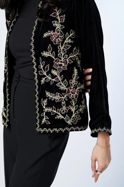 Stitched 1 Piece Embroidered Velvet Jacket