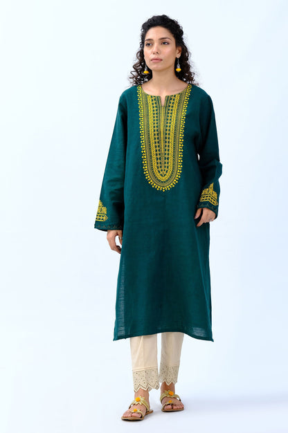 Stitched 1 Piece Embroidered Khaddar Shirt