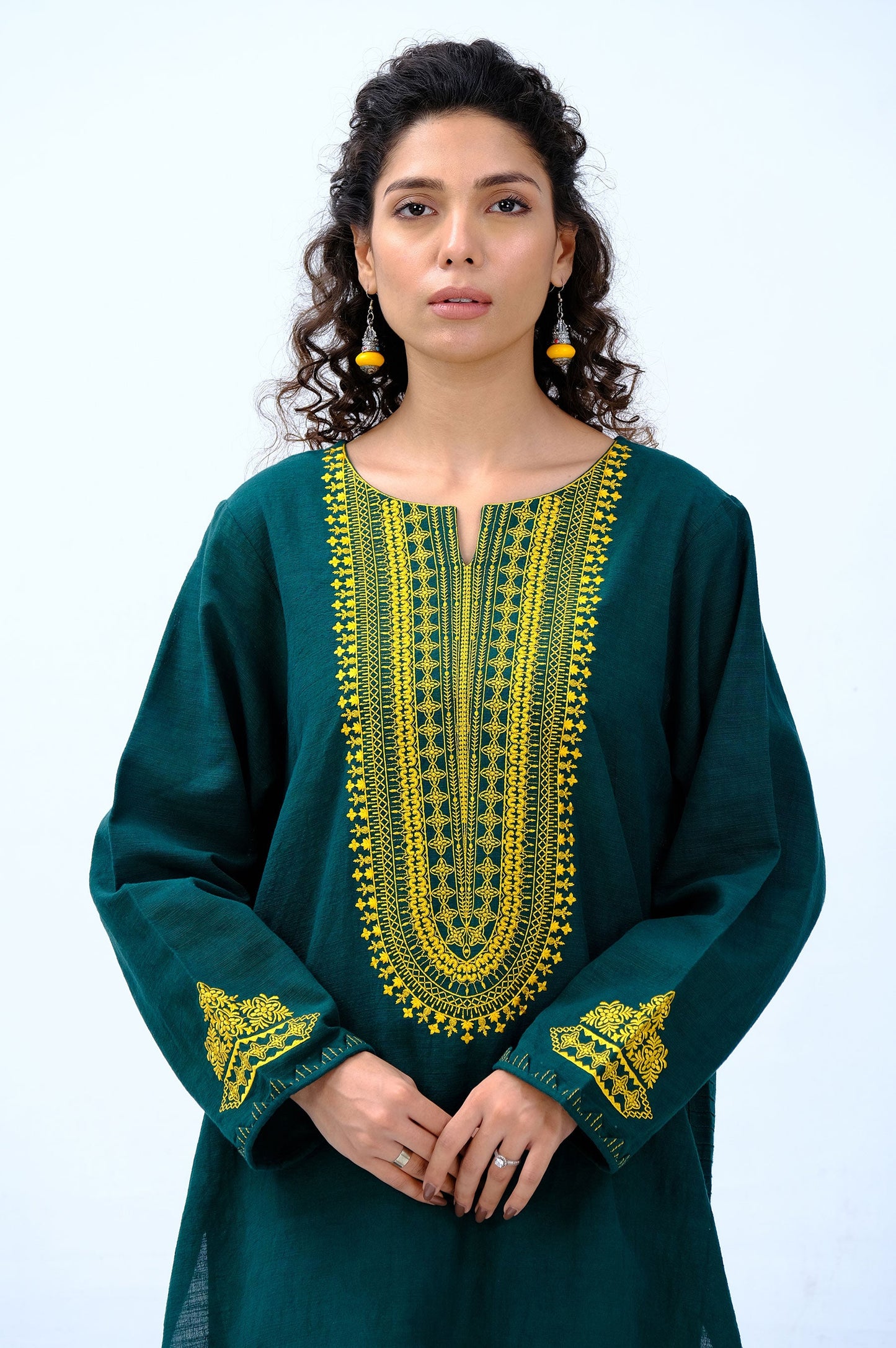 Stitched 1 Piece Embroidered Khaddar Shirt