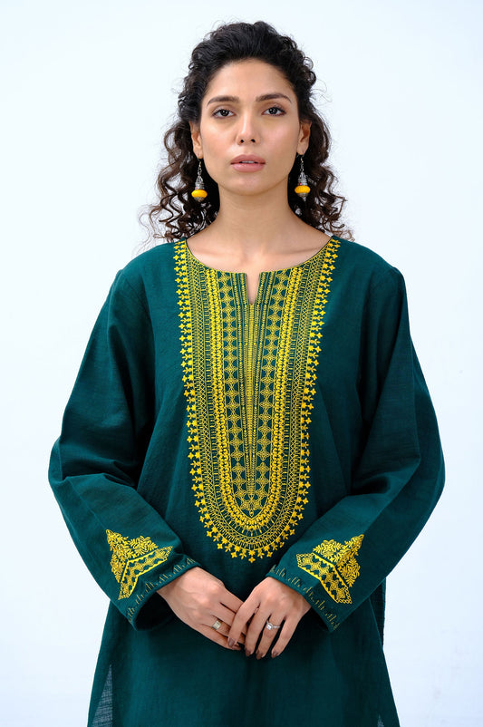 Stitched 1 Piece Embroidered Khaddar Shirt