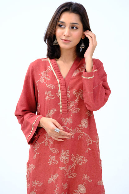 Stitched 1 Piece Embroidered karandi Shirt