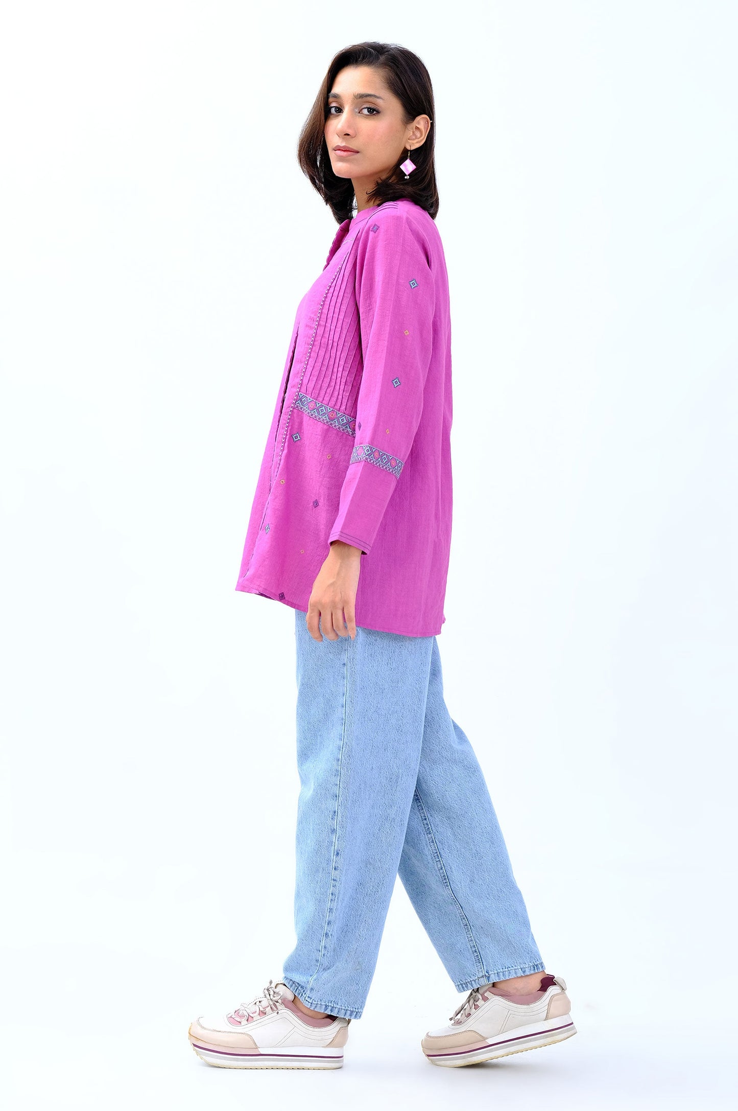 Stitched 1 Piece Embroidered Khaddar Fusion Top