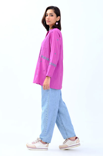 Stitched 1 Piece Embroidered Khaddar Fusion Top