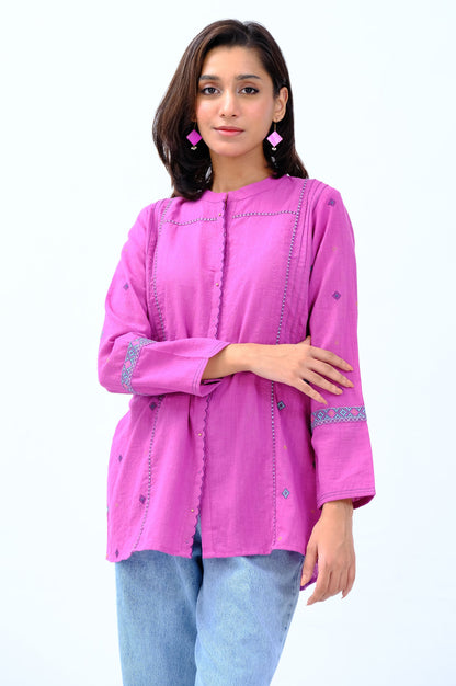 Stitched 1 Piece Embroidered Khaddar Fusion Top