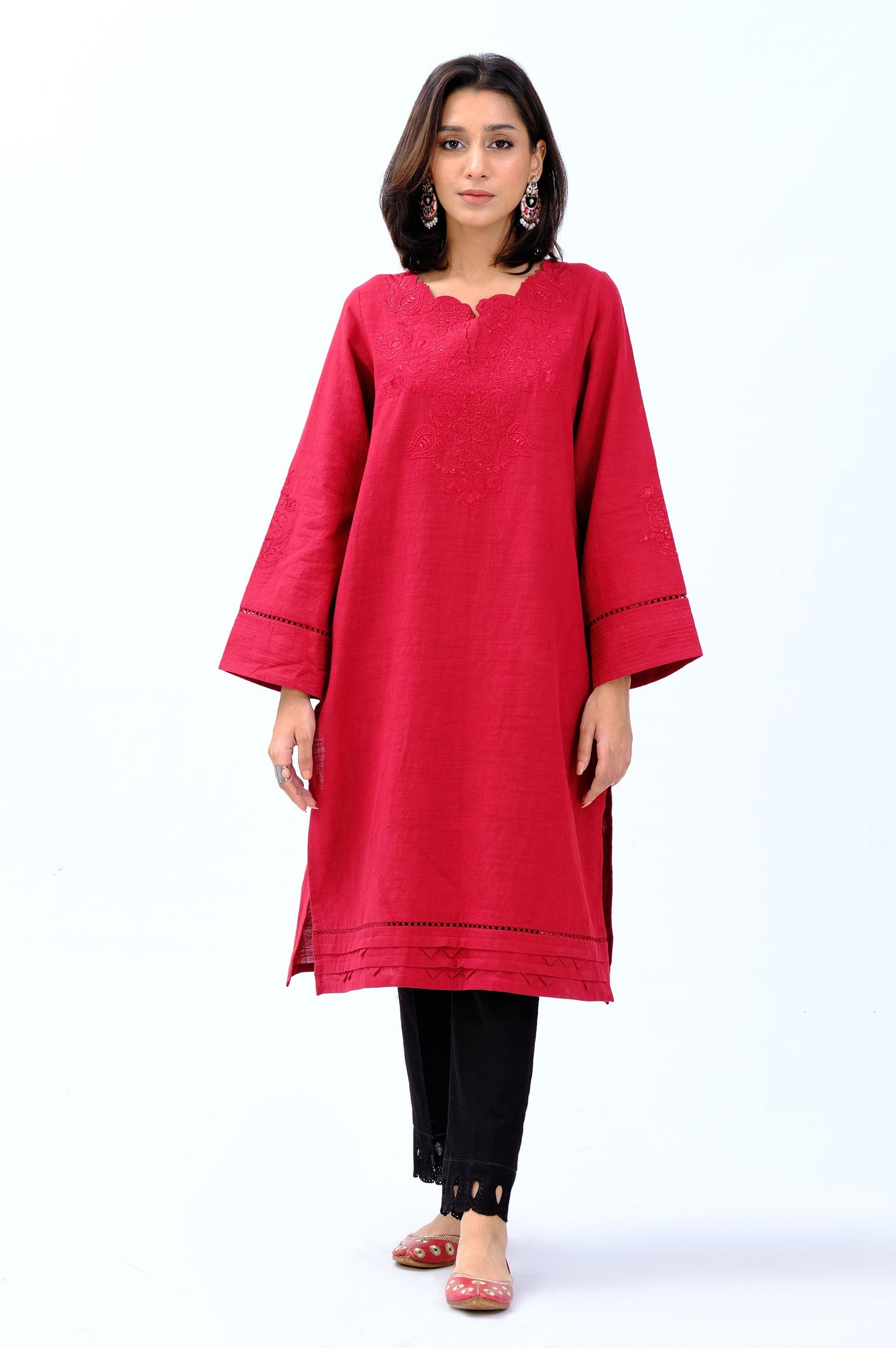 Stitched 1 Piece Embroidered Khaddar Shirt