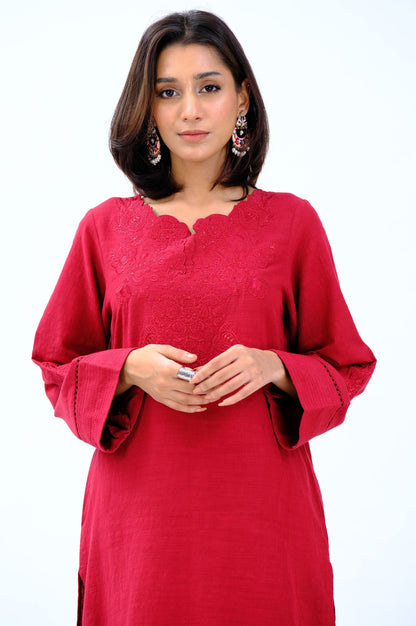 Stitched 1 Piece Embroidered Khaddar Shirt