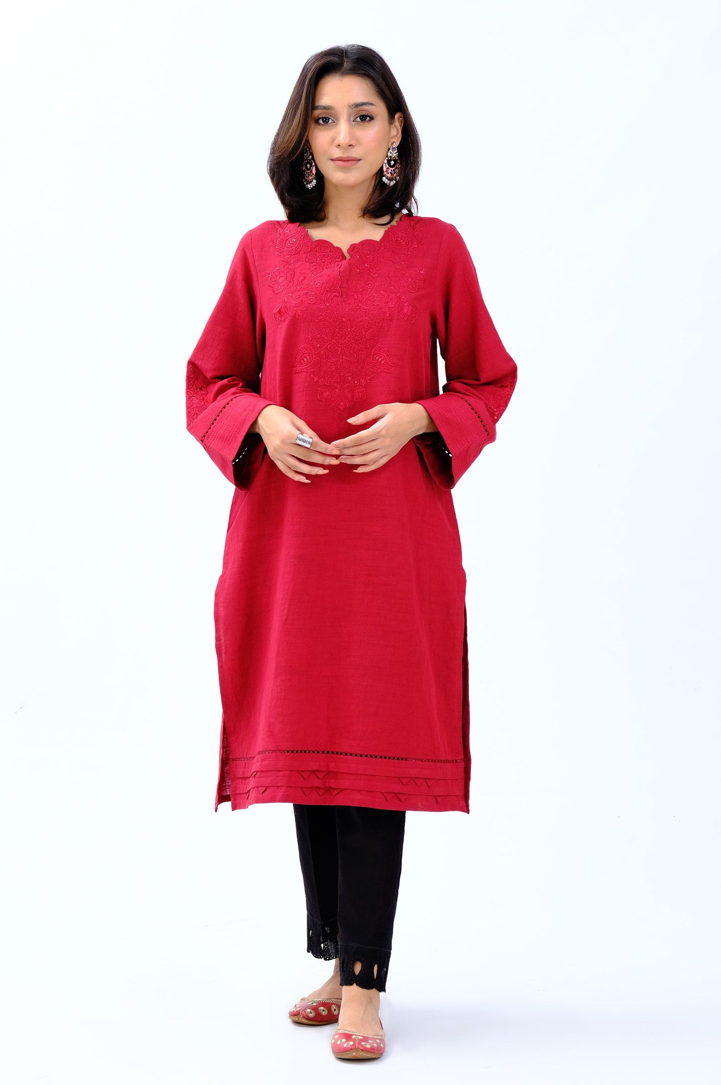 Stitched 1 Piece Embroidered Khaddar Shirt