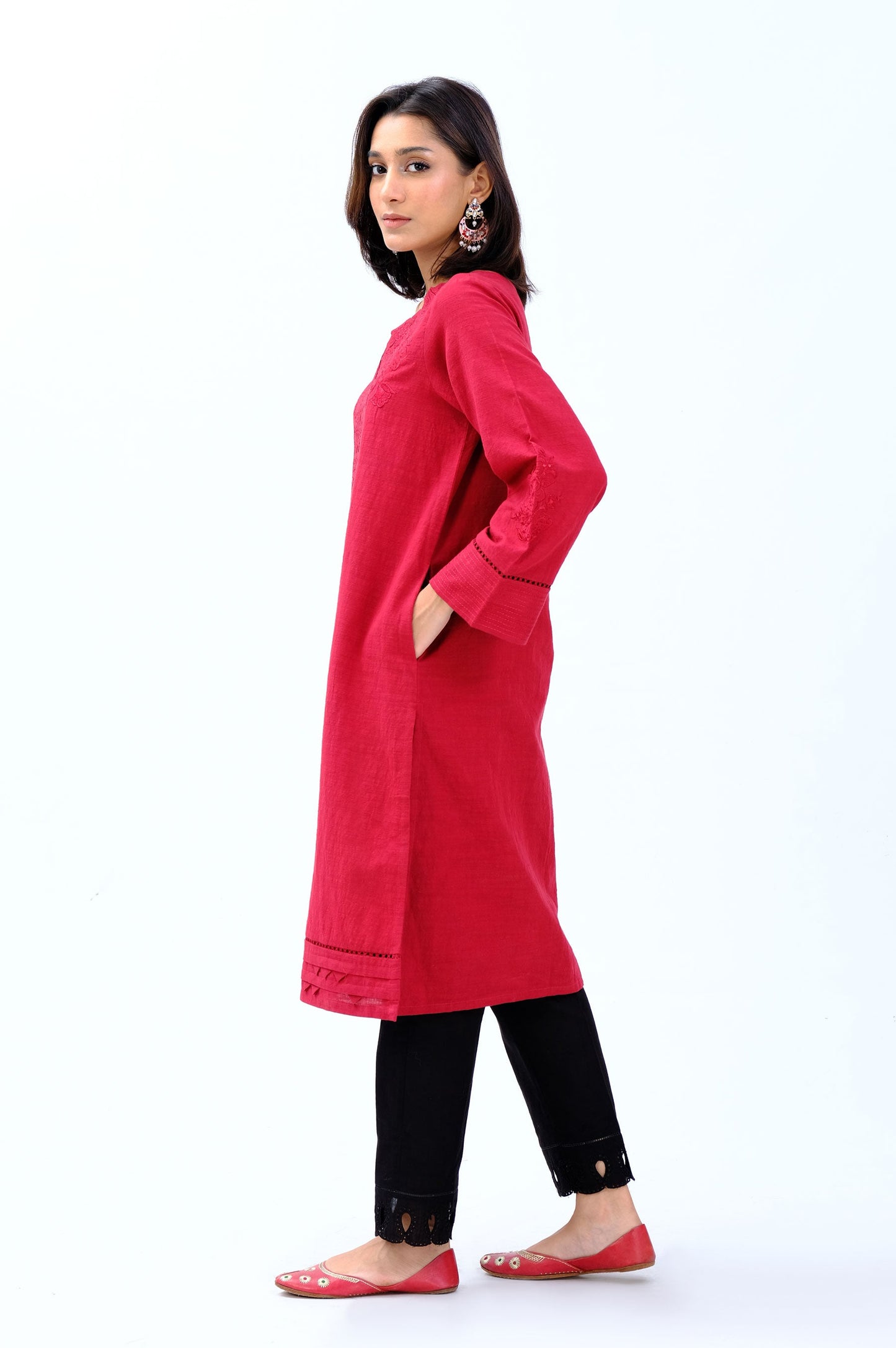 Stitched 1 Piece Embroidered Khaddar Shirt