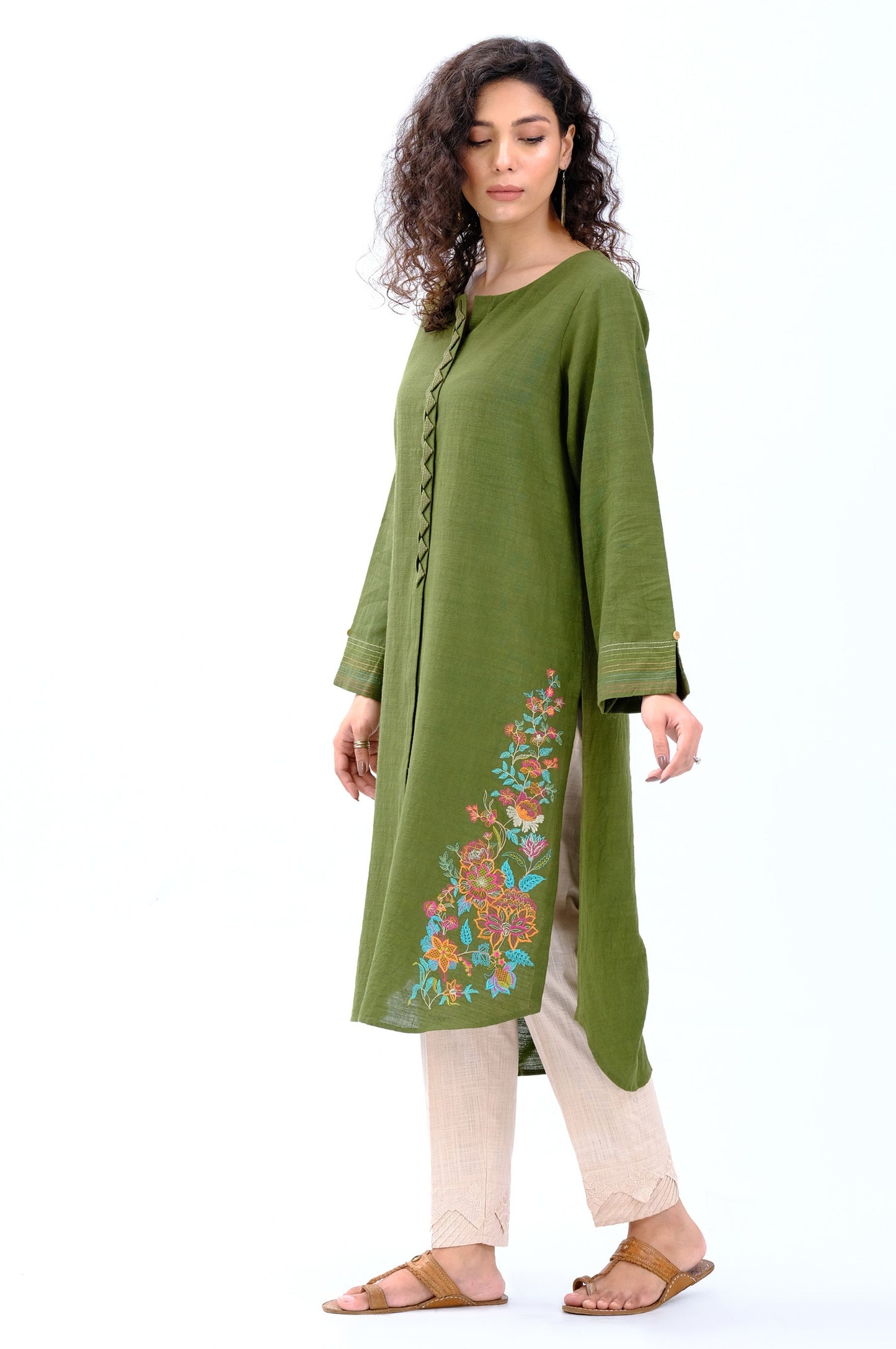 Stitched 1 Piece Embroidered Khaddar Shirt