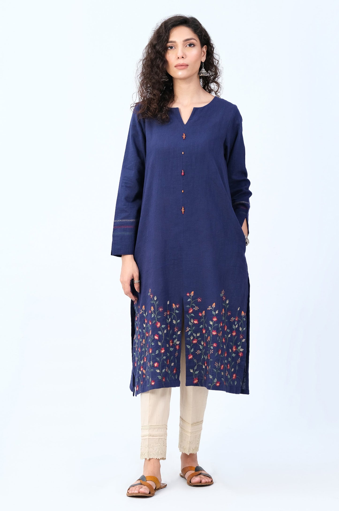 Stitched 1 Piece Embroidered Khaddar Shirt