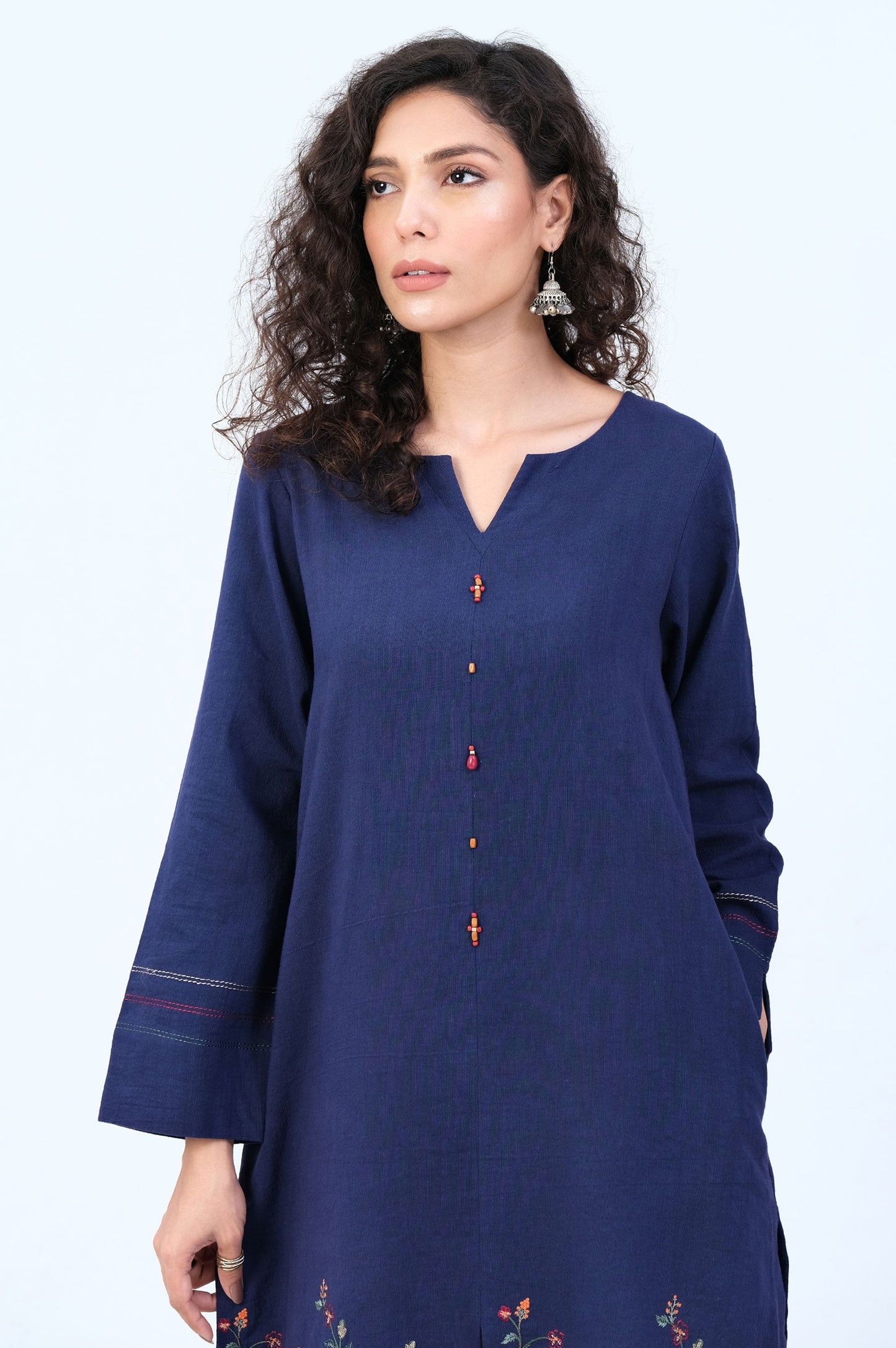 Stitched 1 Piece Embroidered Khaddar Shirt