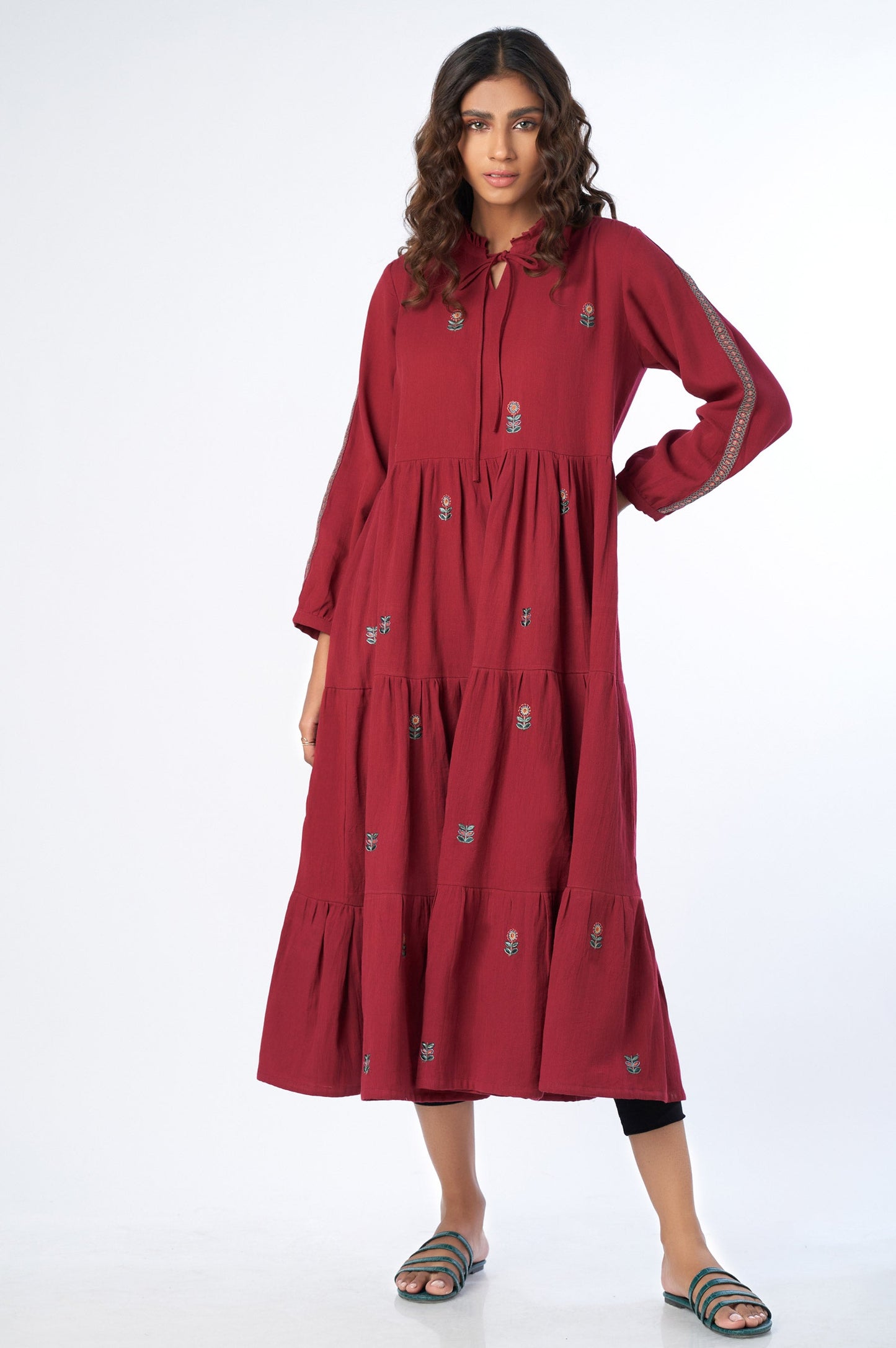 Stitched 1 Piece Embroidered Cottel Dress