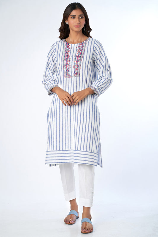 Stitched 1 Piece Embroidered Yarn Dyed Shirt