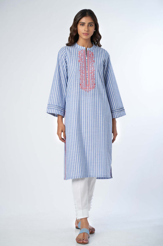 Stitched 1 Piece Embroidered Yarn Dyed Shirt