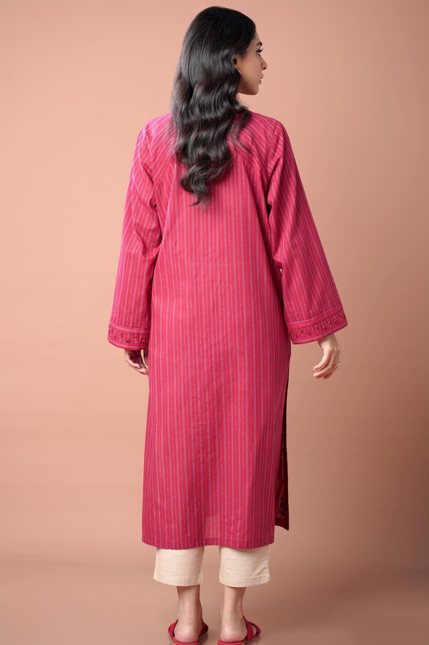 Stitched 1 Piece Embroidered Yarn Dyed Shirt