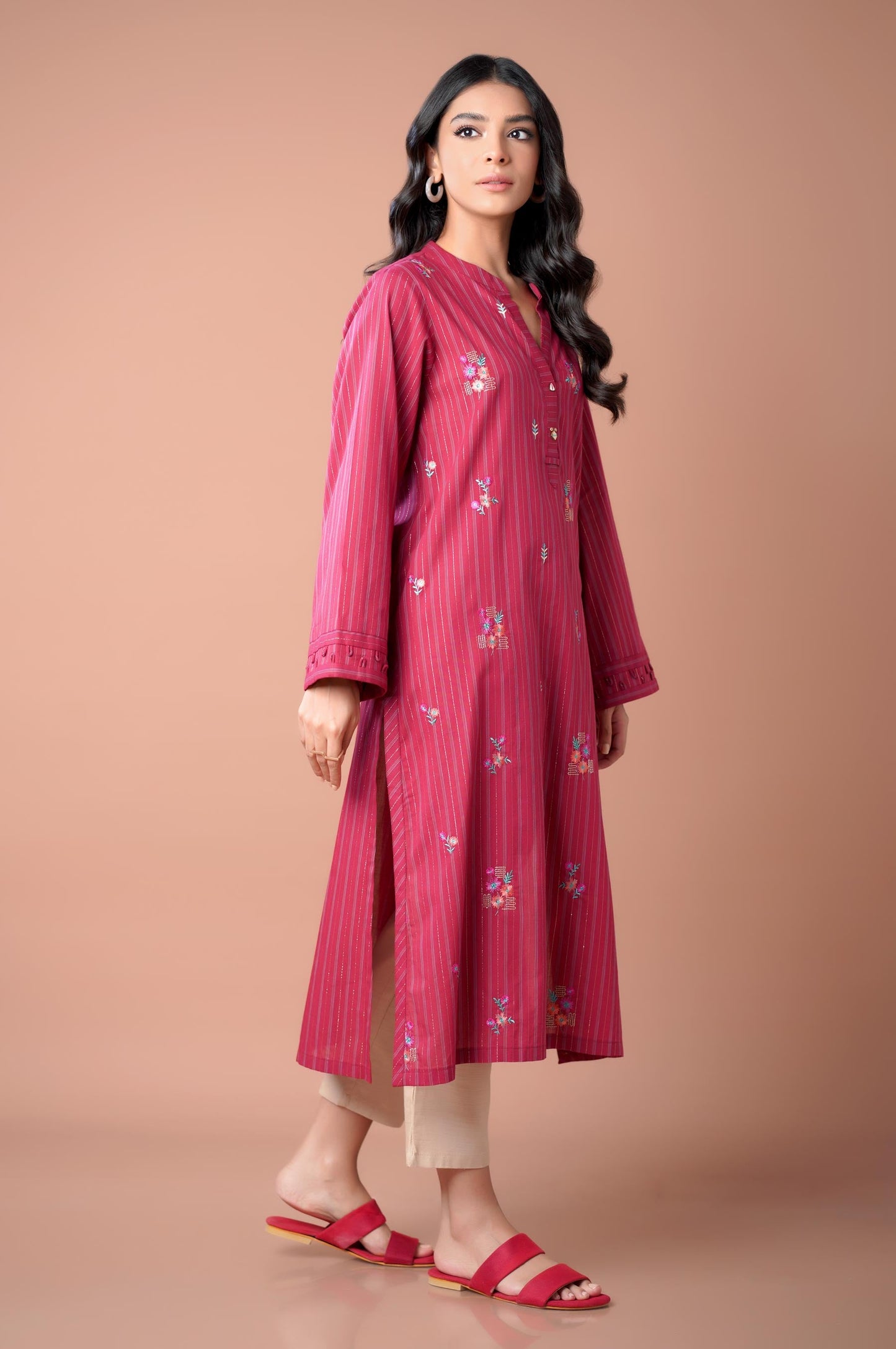 Stitched 1 Piece Embroidered Yarn Dyed Shirt