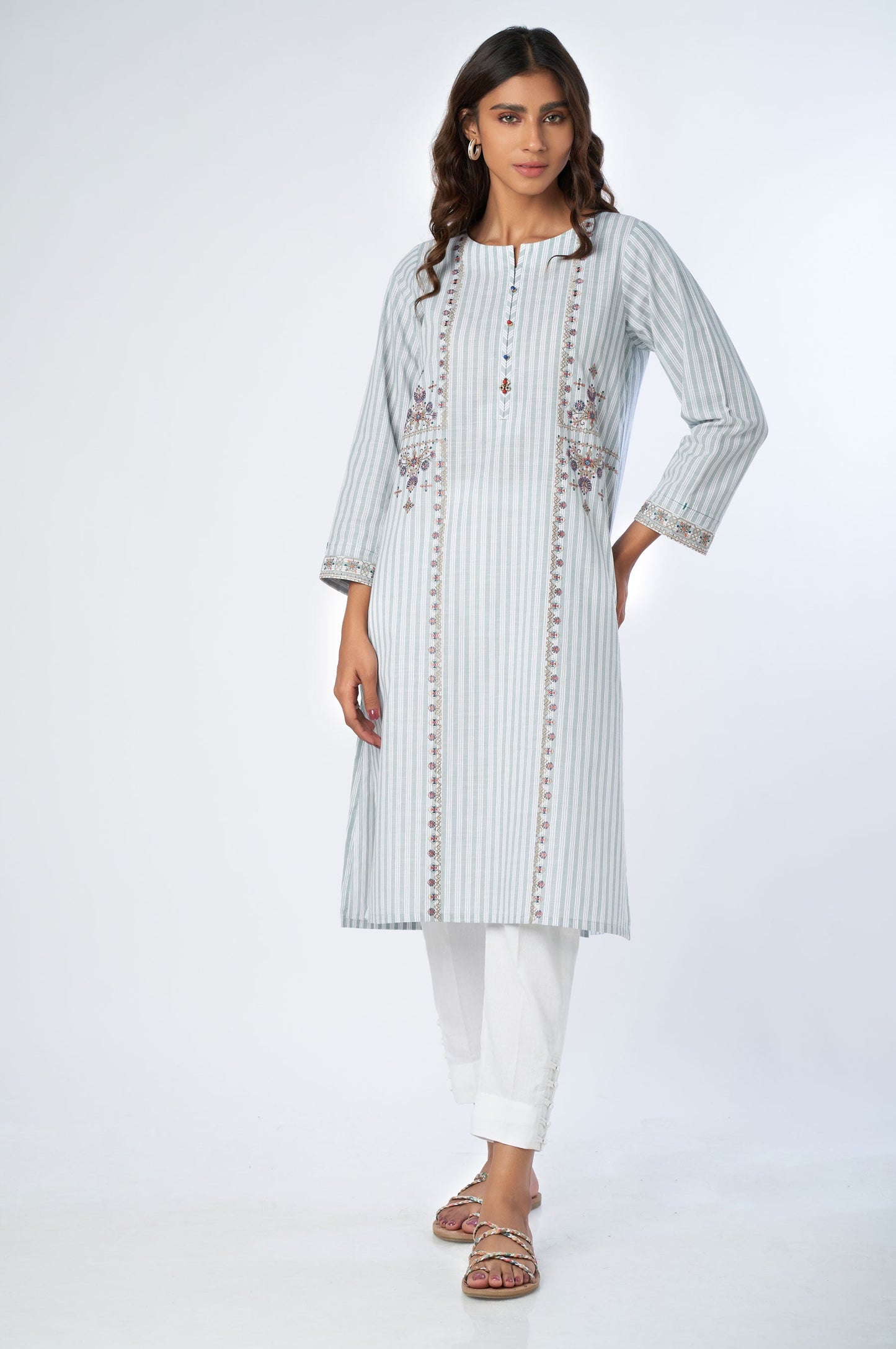 Stitched 1 Piece Embroidered Yarn Dyed Shirt