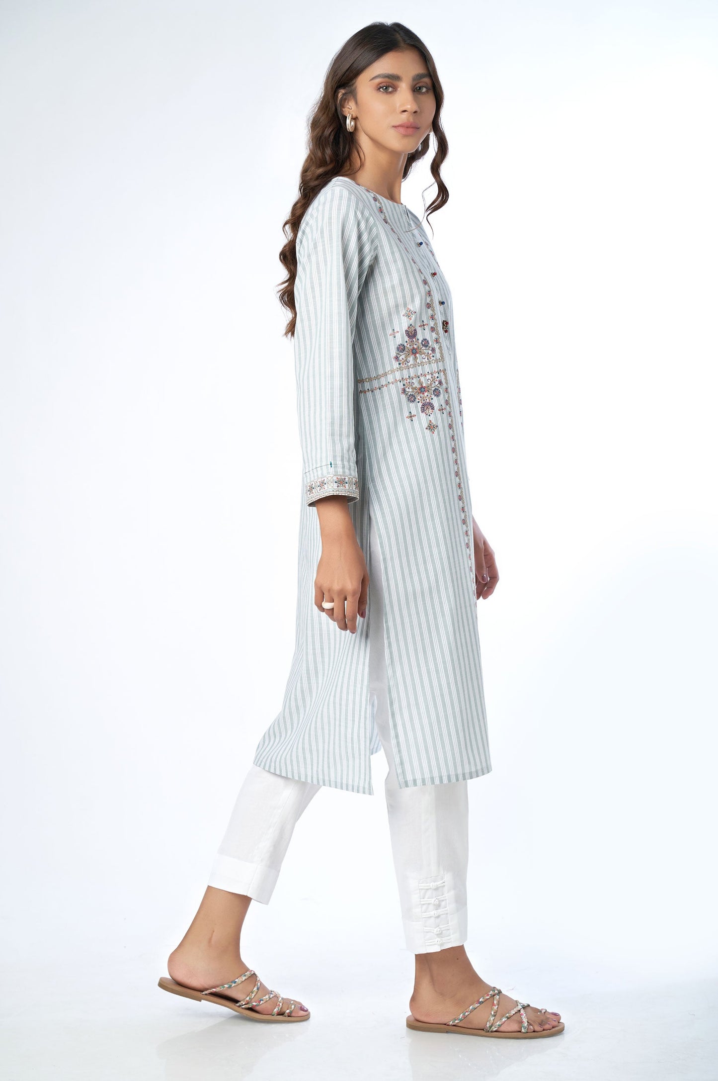 Stitched 1 Piece Embroidered Yarn Dyed Shirt