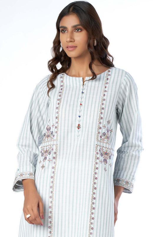 Stitched 1 Piece Embroidered Yarn Dyed Shirt