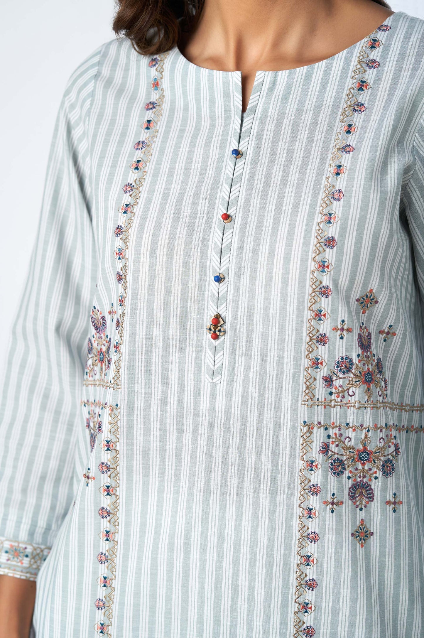 Stitched 1 Piece Embroidered Yarn Dyed Shirt