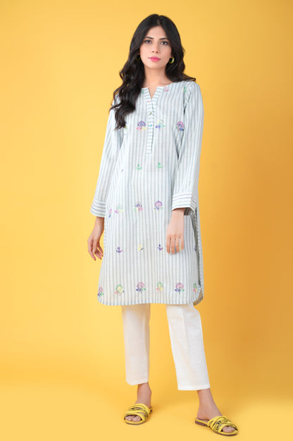 Stitched 1 Piece Embroidered Yarn Dyed Shirt