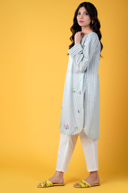 Stitched 1 Piece Embroidered Yarn Dyed Shirt