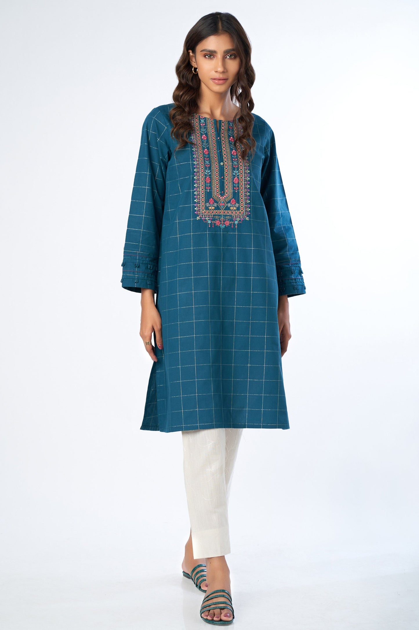 Stitched 1 Piece Embroidered Yarn Dyed Shirt