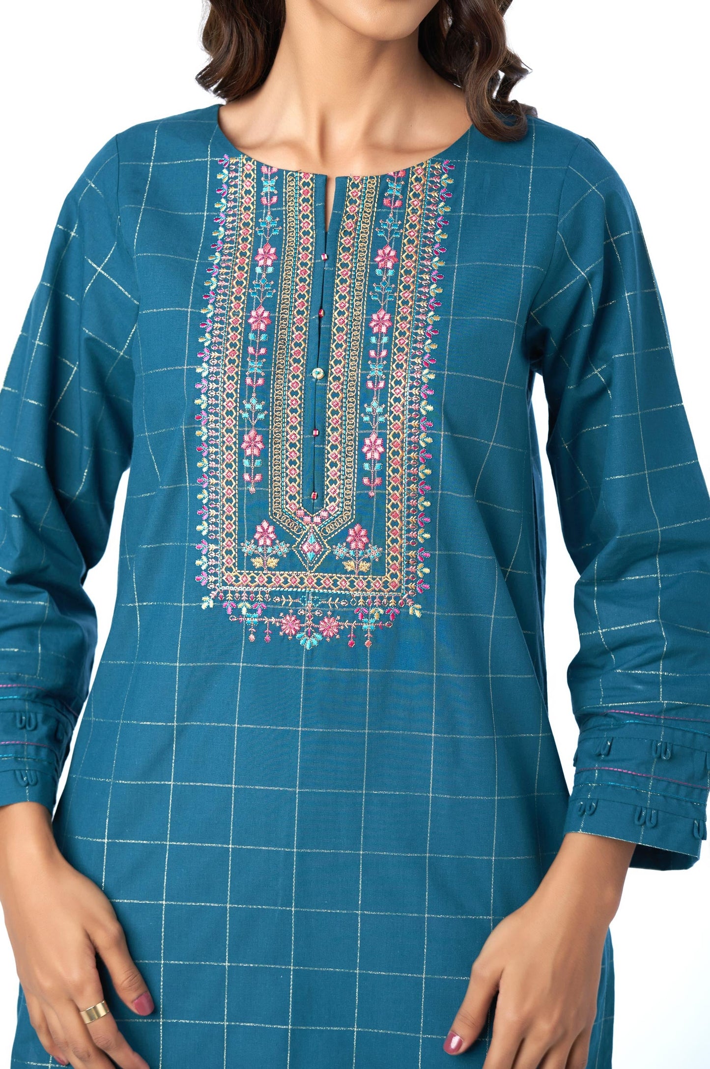 Stitched 1 Piece Embroidered Yarn Dyed Shirt