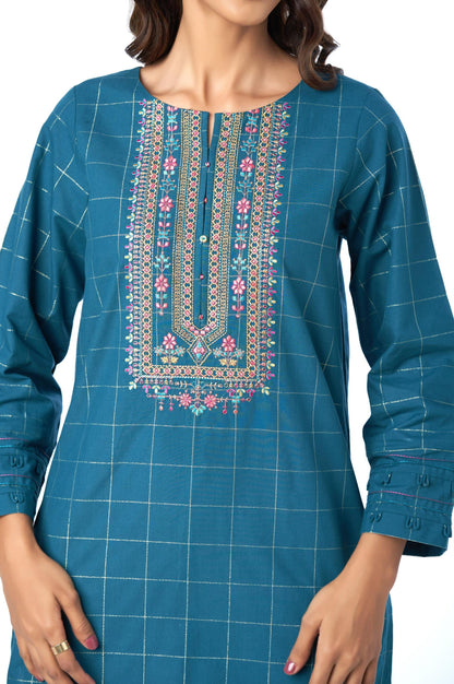 Stitched 1 Piece Embroidered Yarn Dyed Shirt