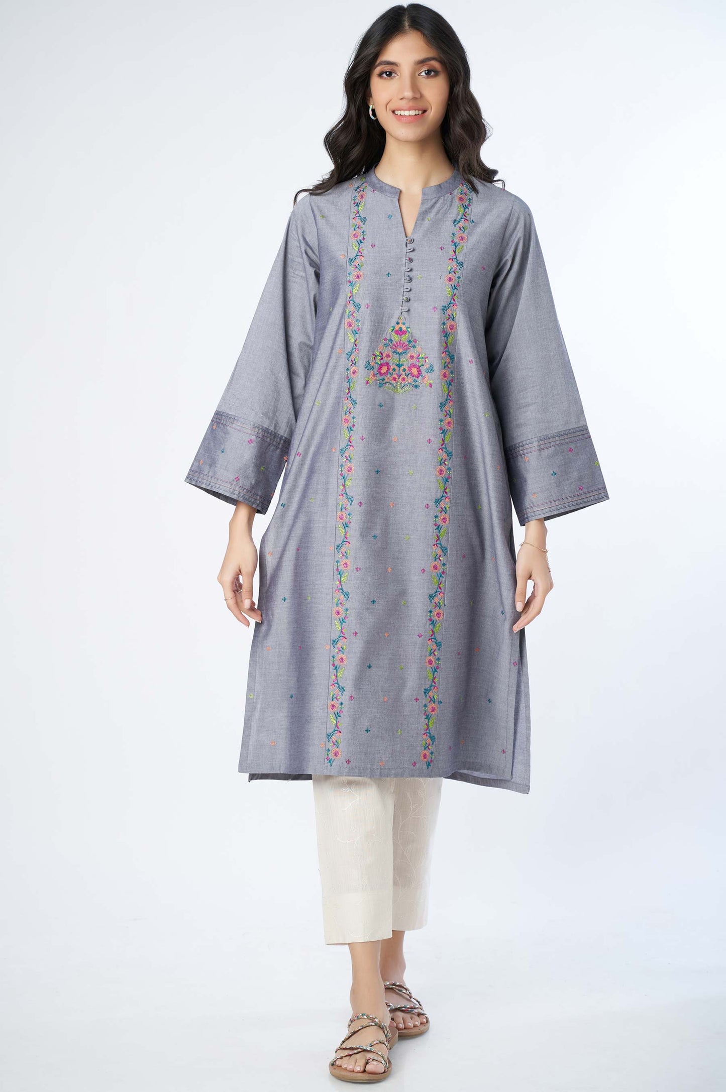 Stitched 1 Piece Embroidered Yarn Dyed Shirt