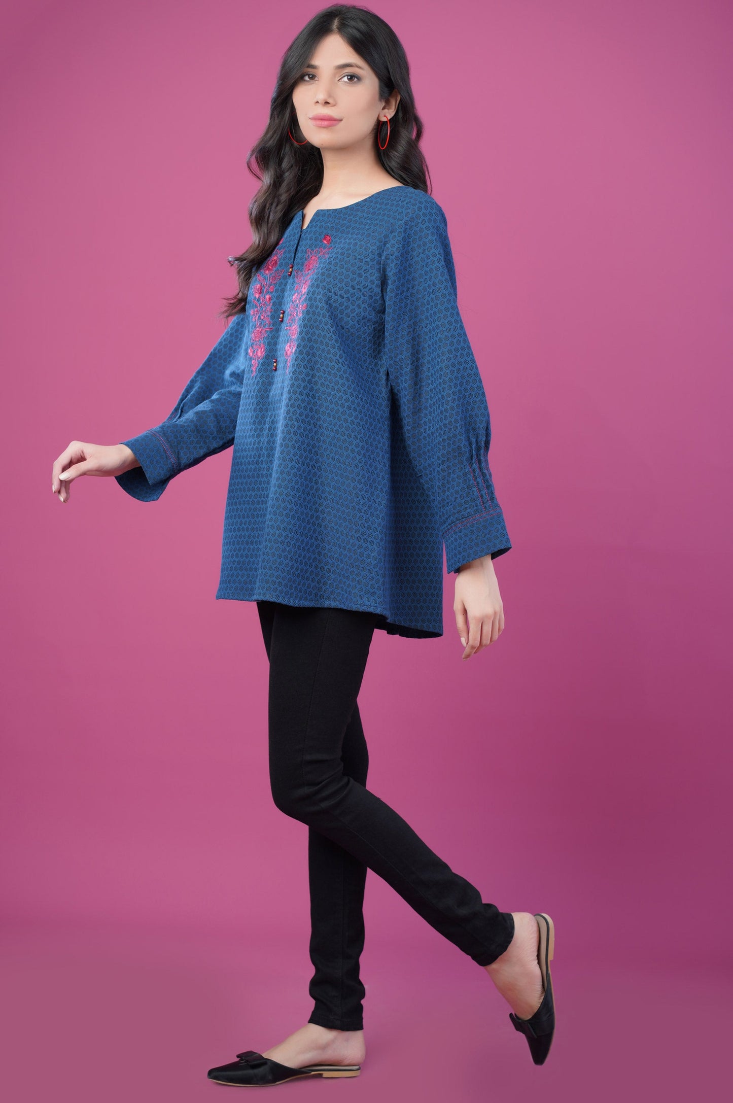 Stitched 1 Piece Colored Jacquard Top