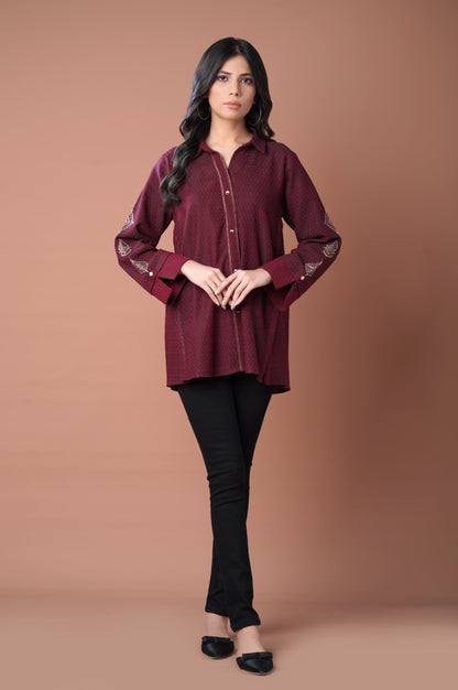 Stitched 1 Piece Colored Jacquard Top