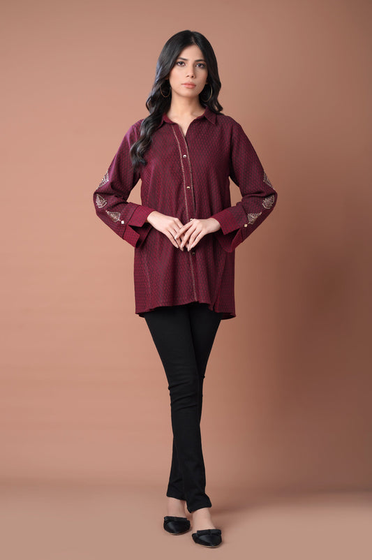 Stitched 1 Piece Colored Jacquard Top