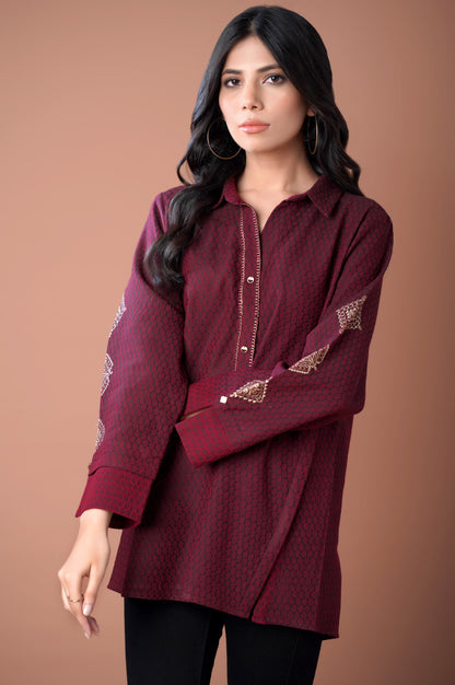 Stitched 1 Piece Colored Jacquard Top