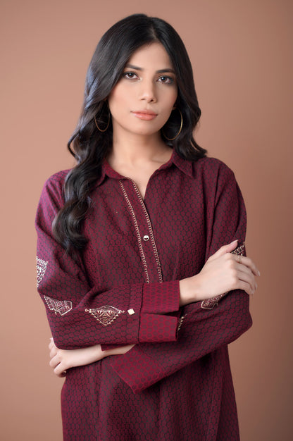 Stitched 1 Piece Colored Jacquard Top