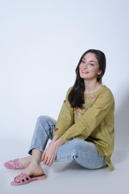 Stitched 1 Piece Cotton Slub Top