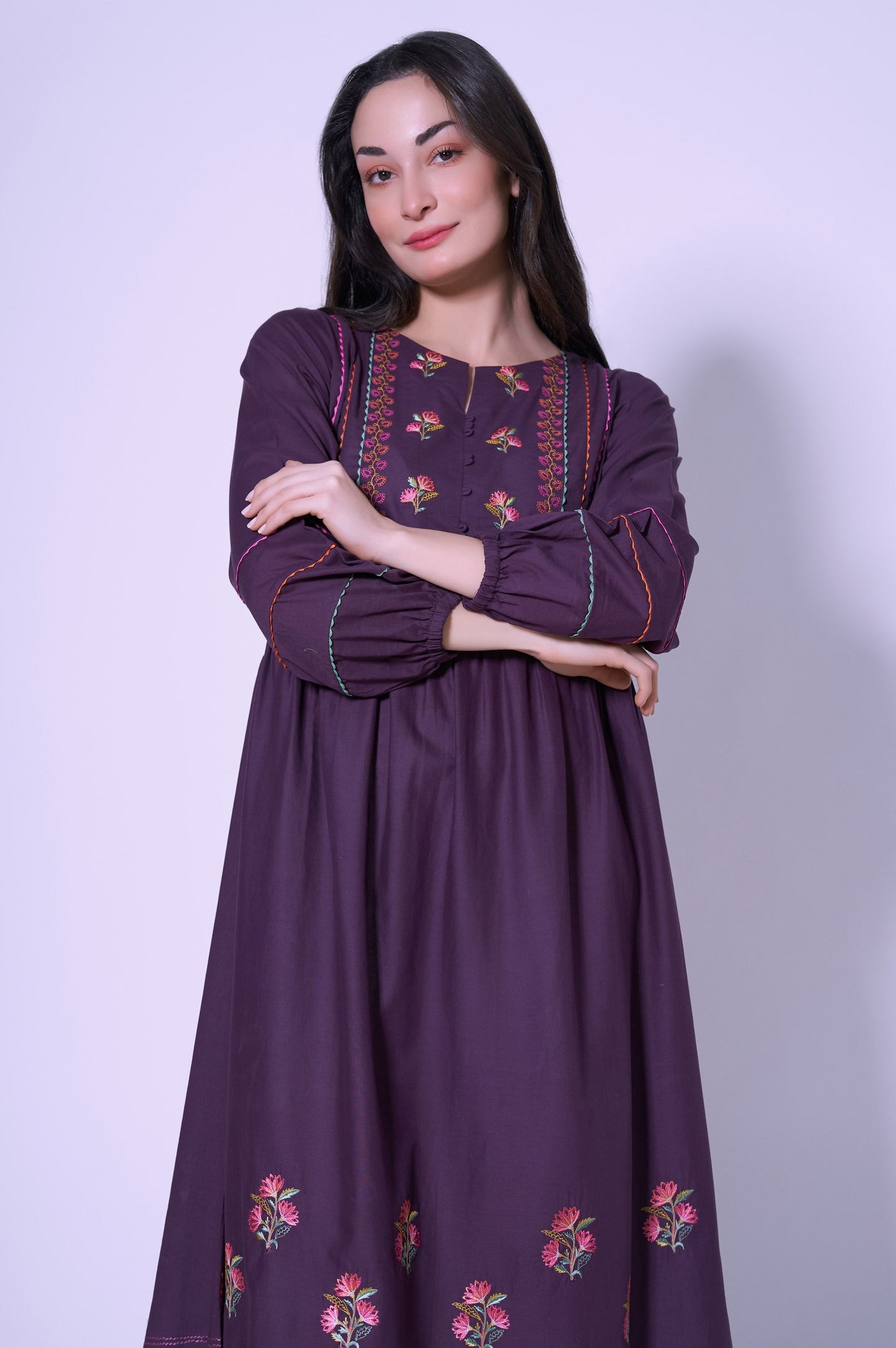 Stitched 1 Piece Cambric Dress