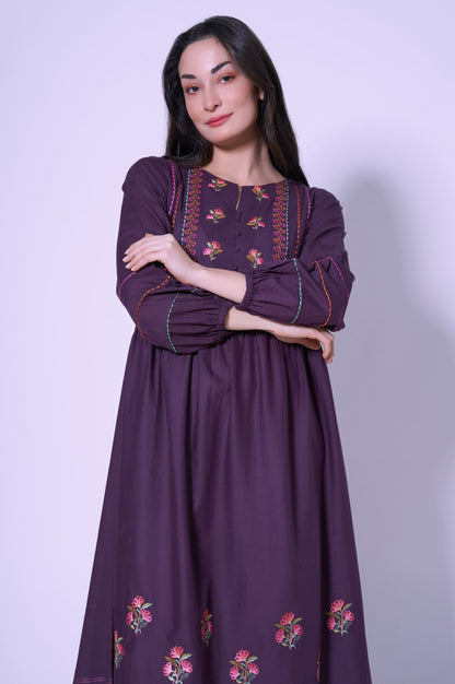 Stitched 1 Piece Cambric Dress