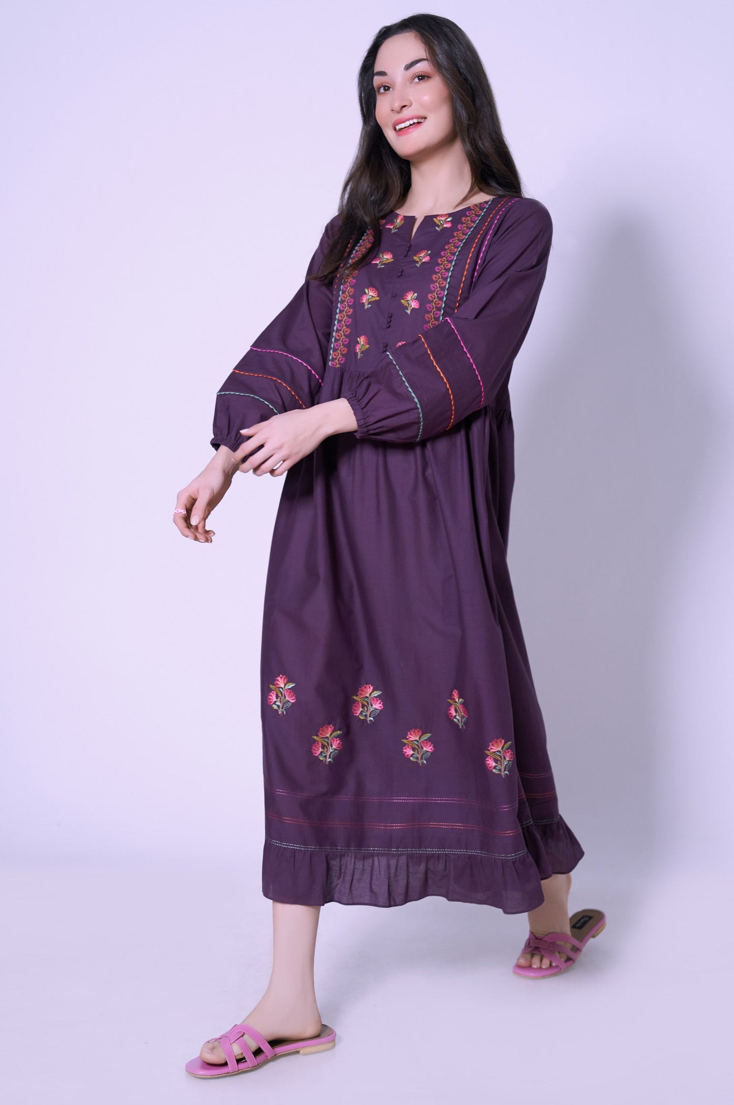 Stitched 1 Piece Cambric Dress