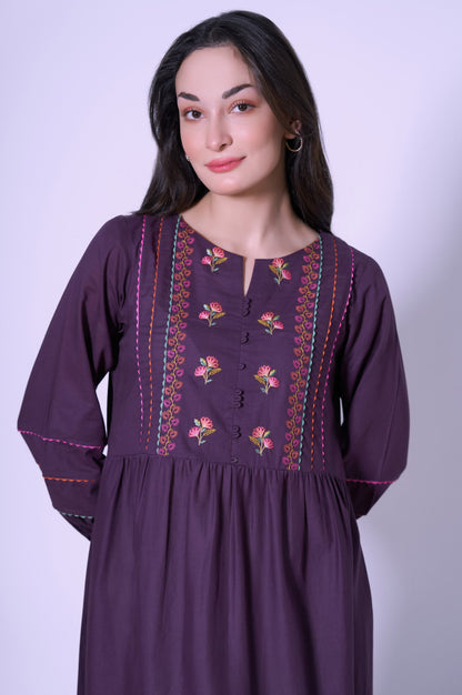 Stitched 1 Piece Cambric Dress