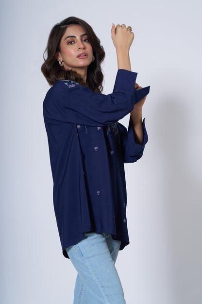 Stitched 1 Piece Embroidered Crepe Top