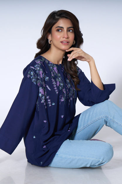 Stitched 1 Piece Embroidered Crepe Top