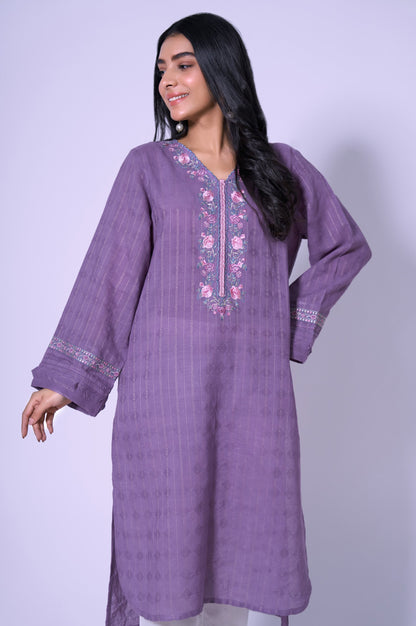 Stitched 1pc Embroidered Dobby Suit