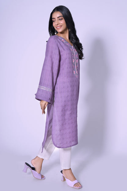 Stitched 1pc Embroidered Dobby Suit