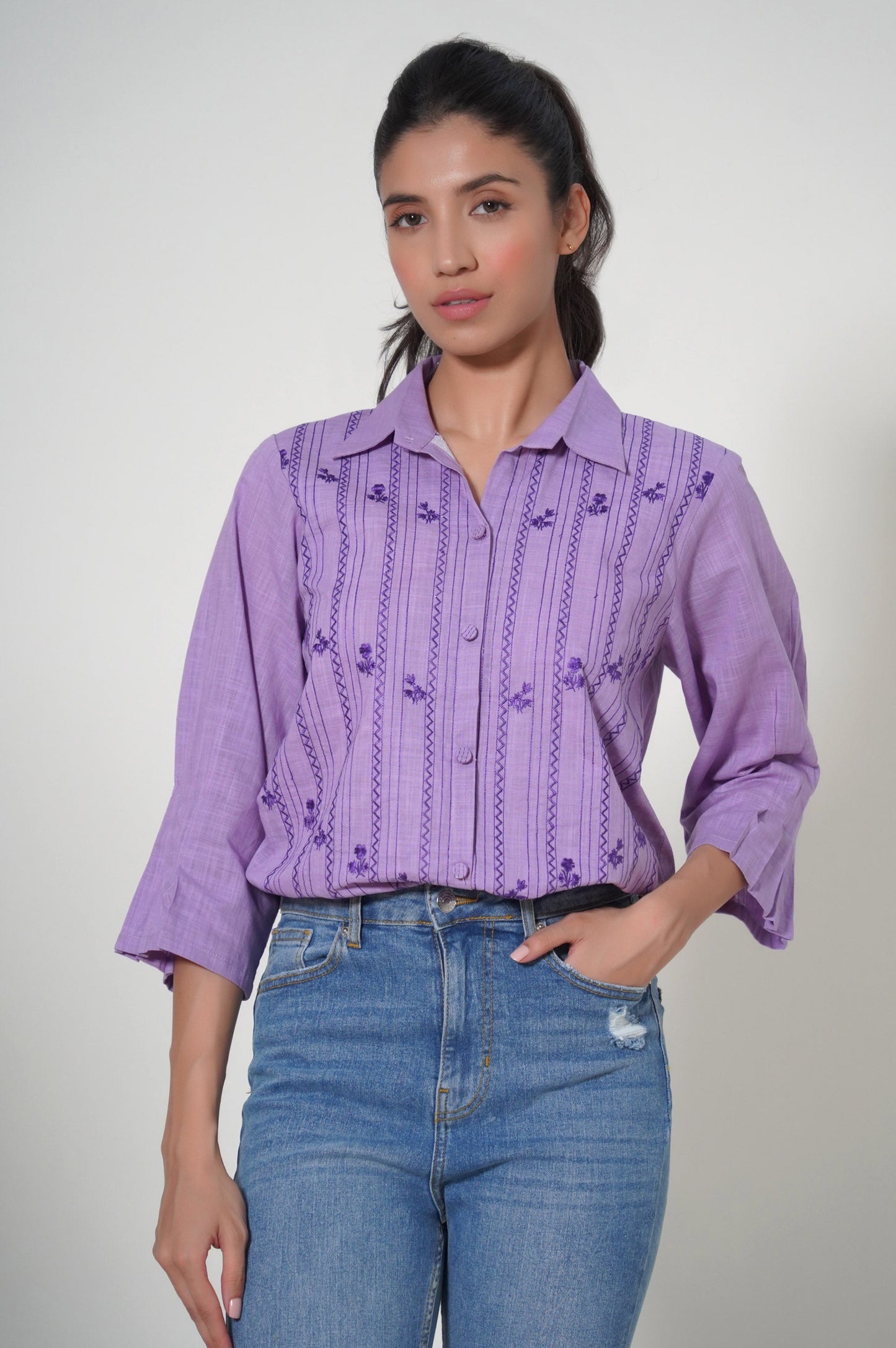 Stitched 1 Piece Cotton Slub Fusion Top