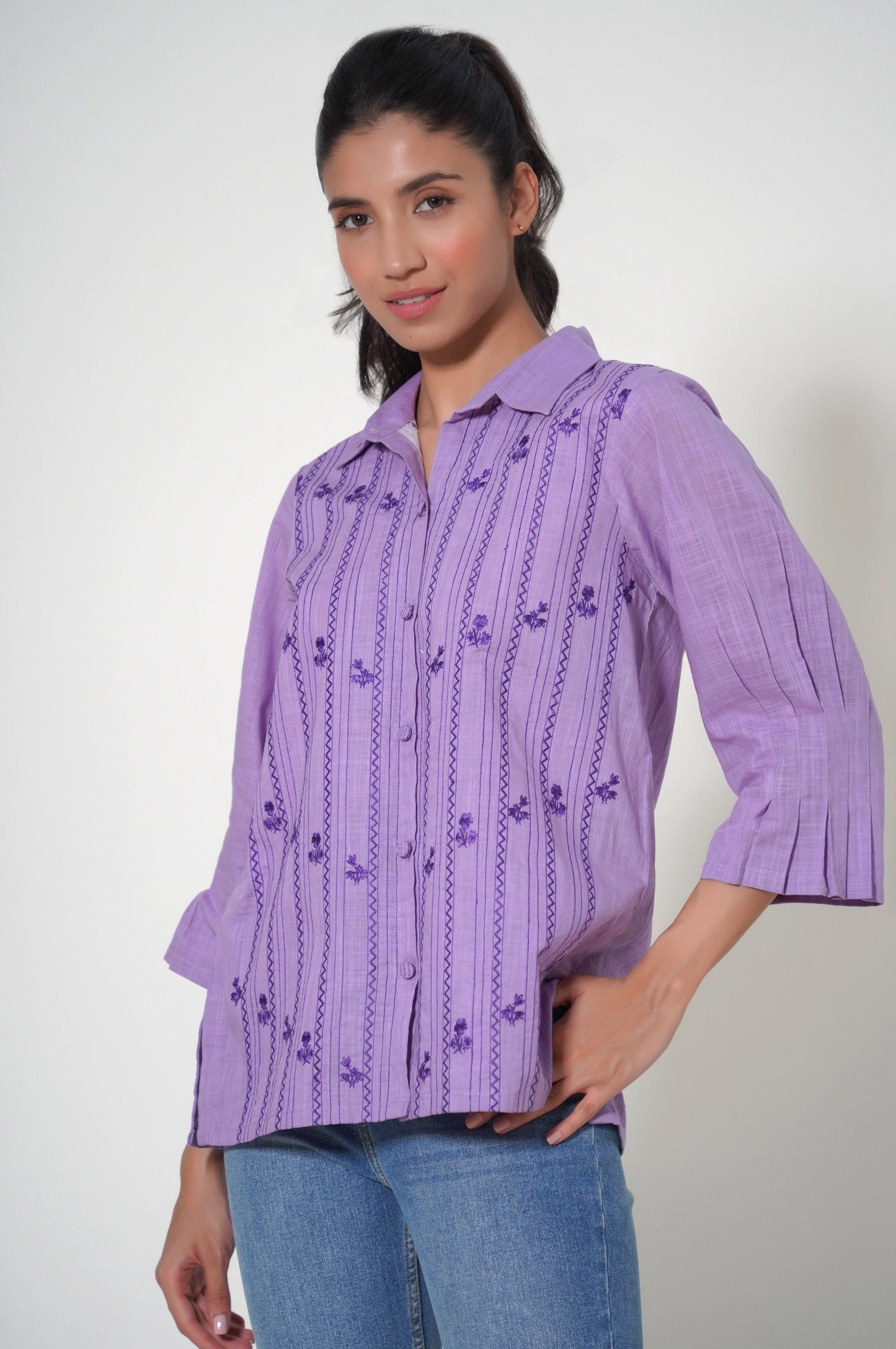 Stitched 1 Piece Cotton Slub Fusion Top