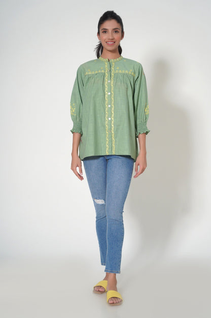 Stitched 1 Piece Cotton Slub Fusion Top