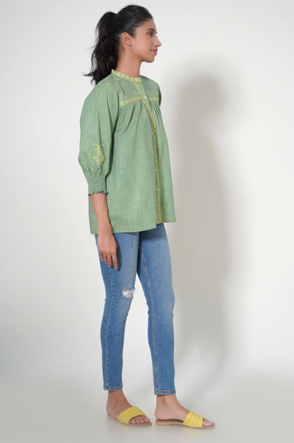 Stitched 1 Piece Cotton Slub Fusion Top