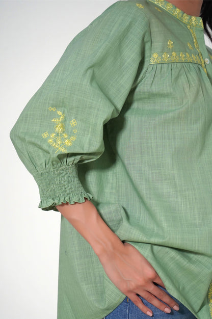 Stitched 1 Piece Cotton Slub Fusion Top